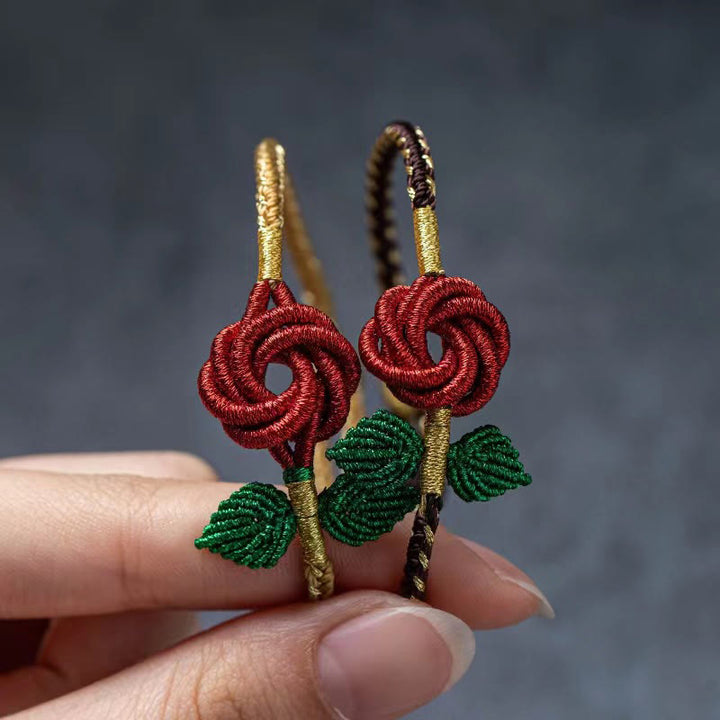 Braccialetto fatto a mano con nodo della pace , Buddha Stones, fiore di rosa, corda a otto fili, fortuna
