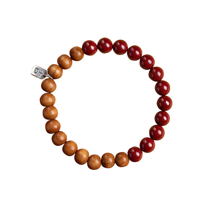 Bracciale Buddha Stones in argento sterling 925, legno di pesca, cinabro, allontana gli spiriti maligni - image 11