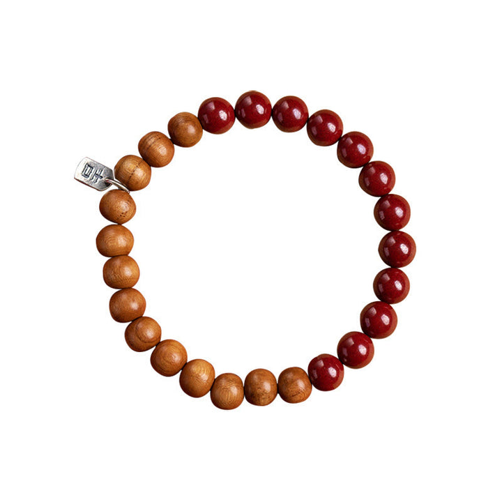 Bracciale Buddha Stones in argento sterling 925, legno di pesca, cinabro, allontana gli spiriti maligni - image 11