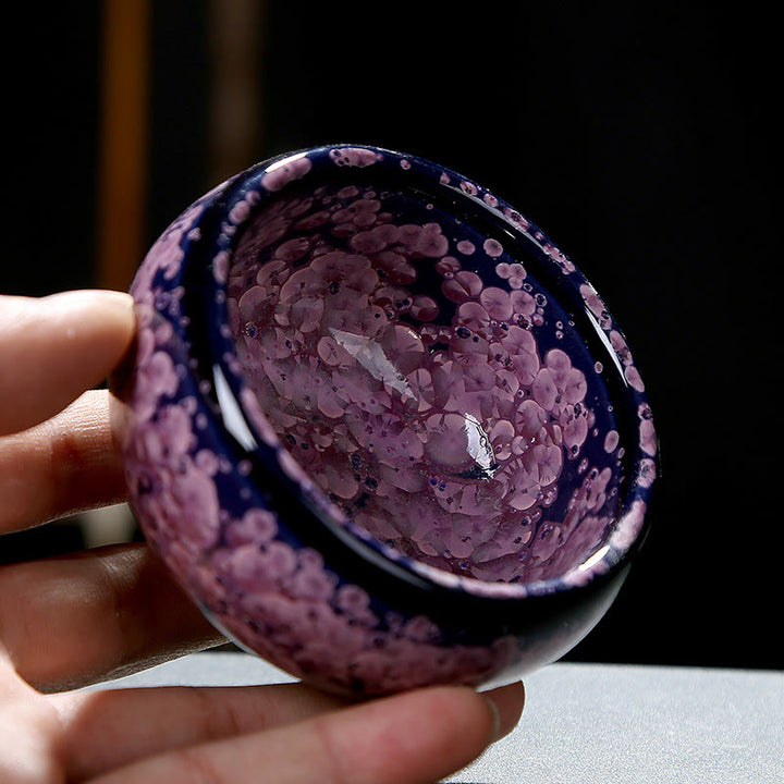 Buddha Stones Fiori di Iris Colorati Forno Cinese Jianzhan Cambiamento Tazza da Tè in Porcellana Tazza da Tè Tenmoku Kung Fu