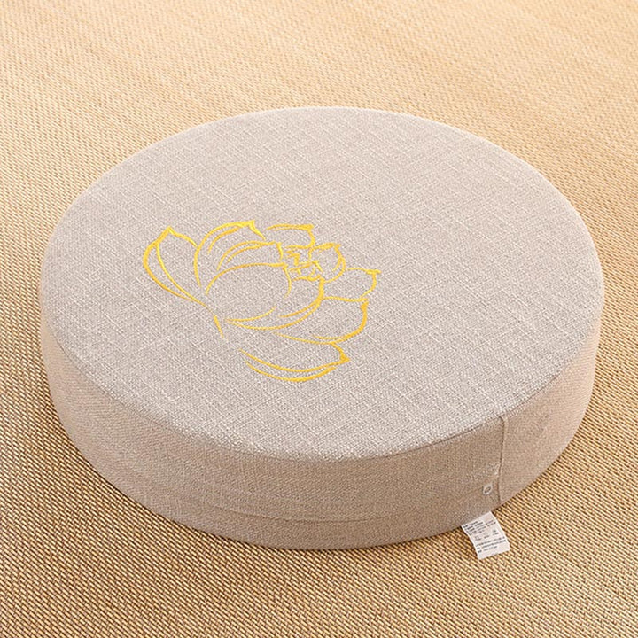 Cuscino per seduta da meditazione in cotone e lino con ricamo di loto Buddha Stones