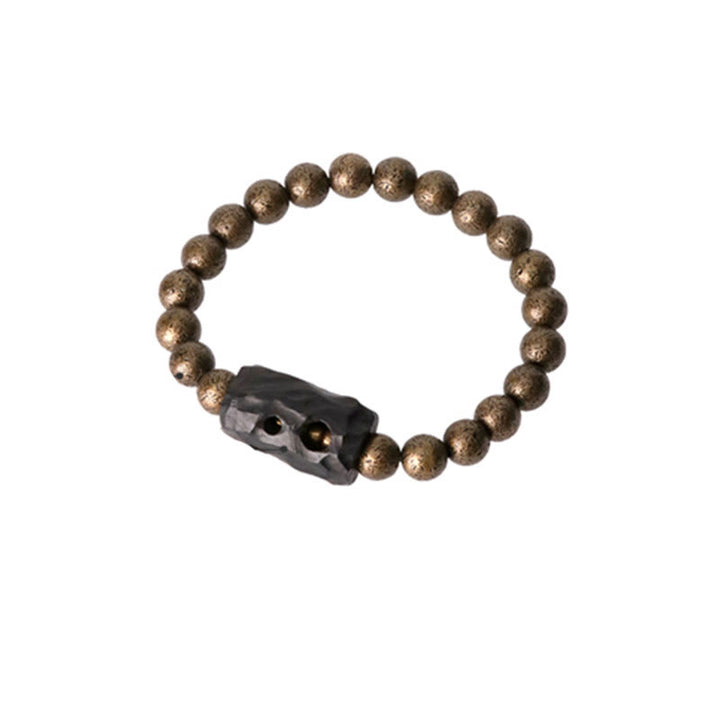 Braccialetto di perline di pace, equilibrio, in rame, legno di ebano del Tibet, Buddha Stones