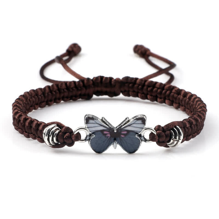 Braccialetto con ciondolo a forma di corda con farfalla Buddha Stones, libertà e amore