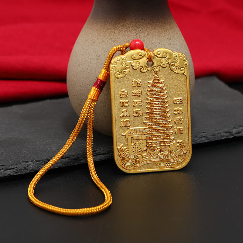 Buddha Stones Feng Shui Stella di buon auspicio Penna Wenchang Pagoda Pesce Koi Decorazione da appendere all'auto