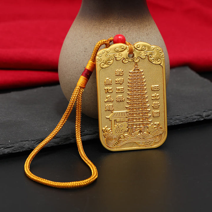 Buddha Stones Feng Shui Stella di buon auspicio Penna Wenchang Pagoda Pesce Koi Decorazione da appendere all'auto
