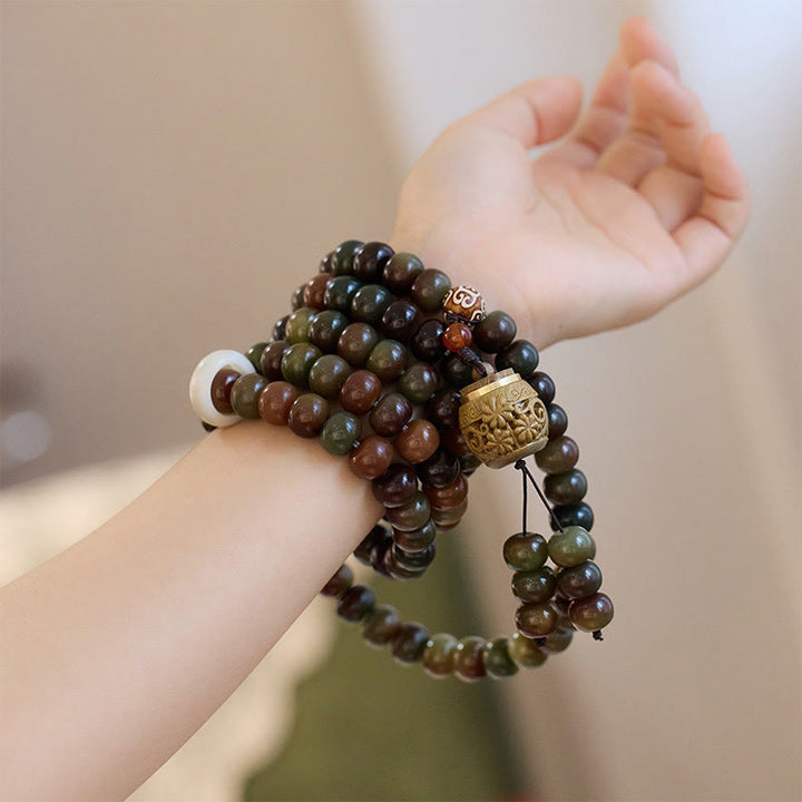 Buddha Stones 108 Mala Beads Dunhuang Color Bodhi Seed Dzi Bead Keep Away Evil Spirits Bracciale