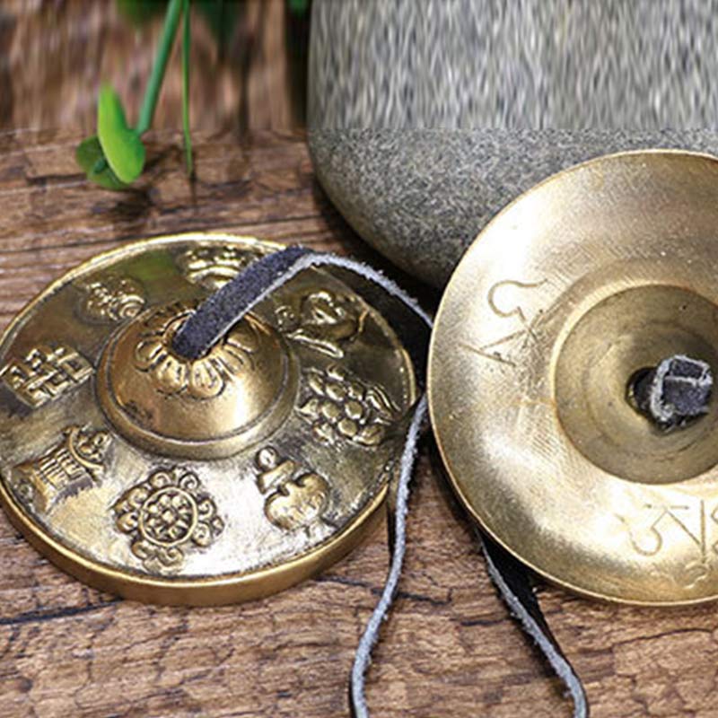 Buddha Stones Campana tibetana Tingsha Sei parole vere Drago Rame Bilancia Decorazione con borsa - image 11