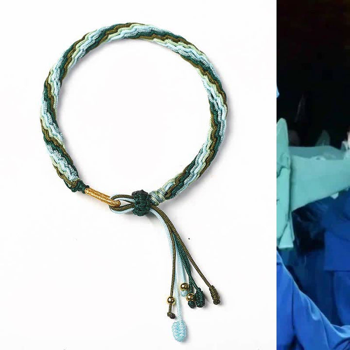 Braccialetto di protezione con treccia e nodo della fortuna della reincarnazione