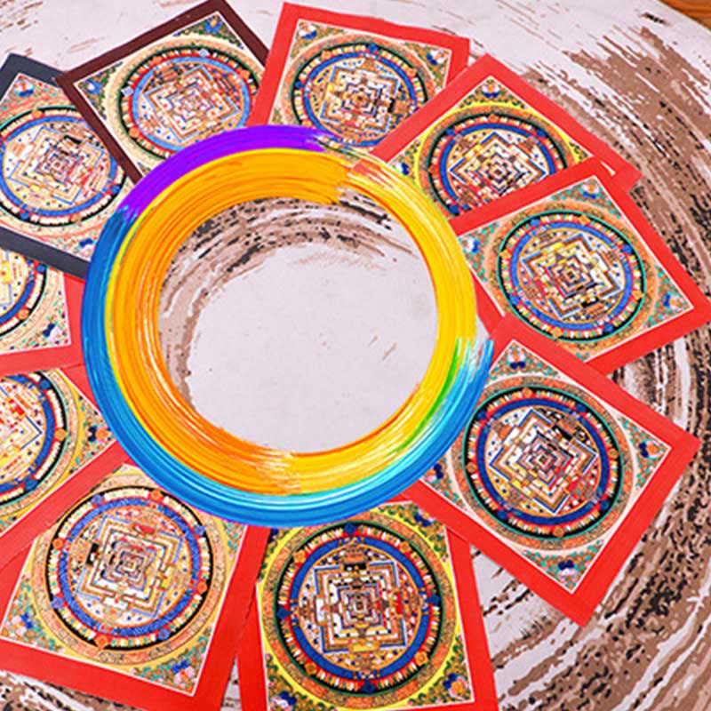 Pittura tibetana fatta a mano Thangka Mandala Blind Box Motivo colore casuale