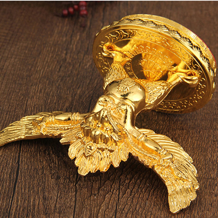 Decorazione per la casa in lega di protezione per uccelli Garuda in oro tibetano - image 12