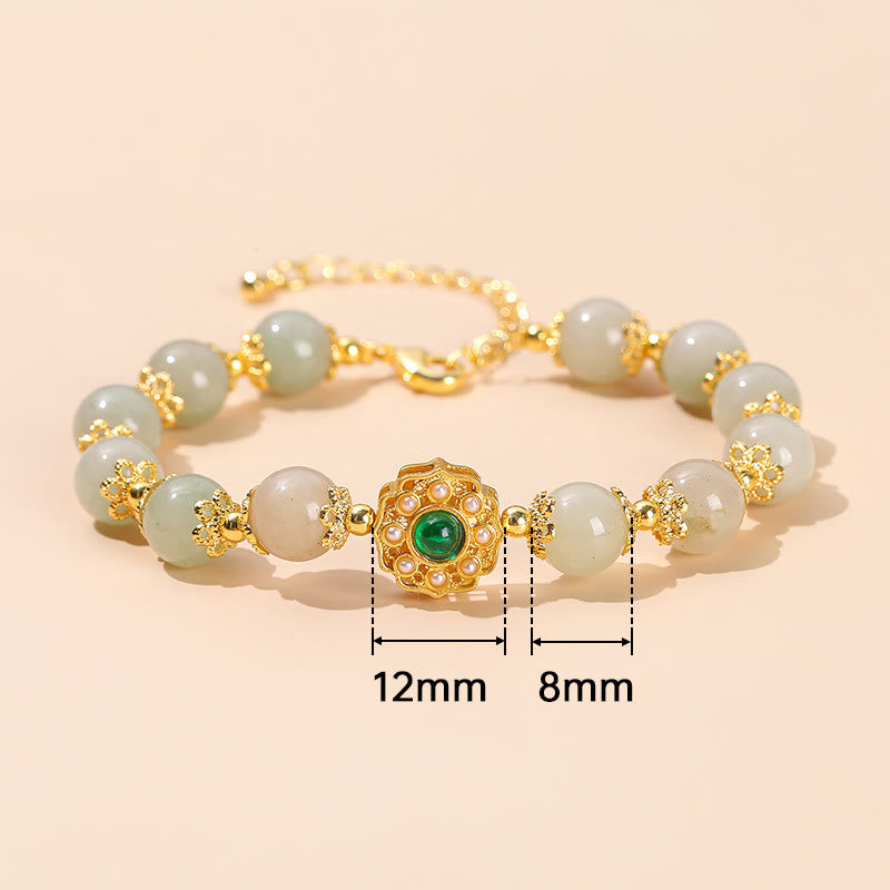 Braccialetto a catena con perline di giada naturale Buddha Stones Prosperity