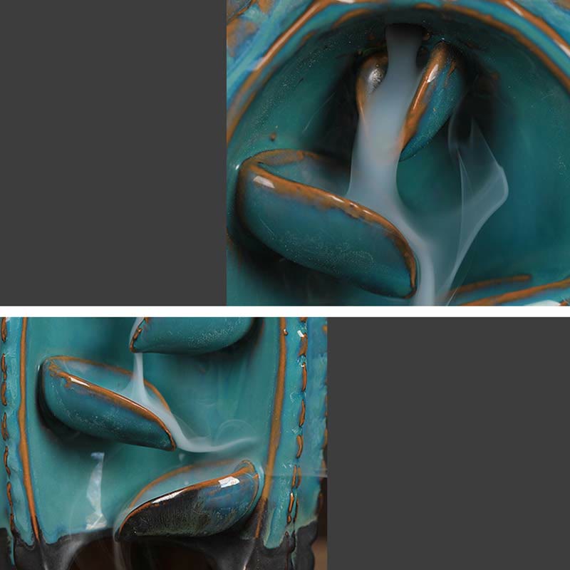 Bruciatore di incenso con fontana di fumo a riflusso curativo in ceramica di cactus - image 4