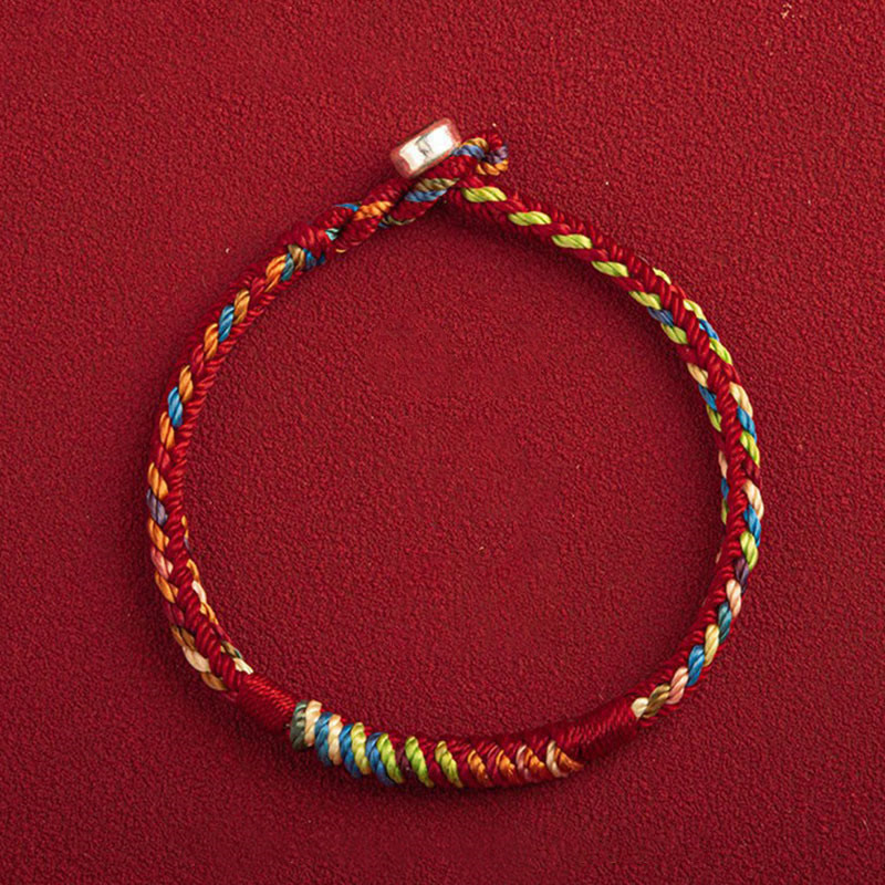 Bracciale multicolore Buddha Stones "Possa tu essere al sicuro e fortunato nell'anno a venire" - Filo rosso a cinque colori - 19 cm - Fibbia in argento 925 - image 12