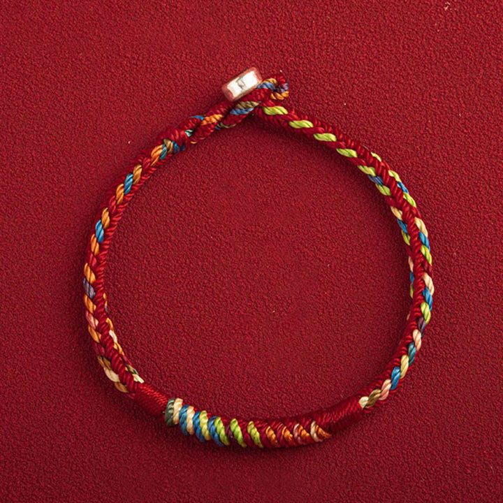 Bracciale multicolore Buddha Stones "Possa tu essere al sicuro e fortunato nell'anno a venire" - Filo rosso a cinque colori - 19 cm - Fibbia in argento 925 - image 12