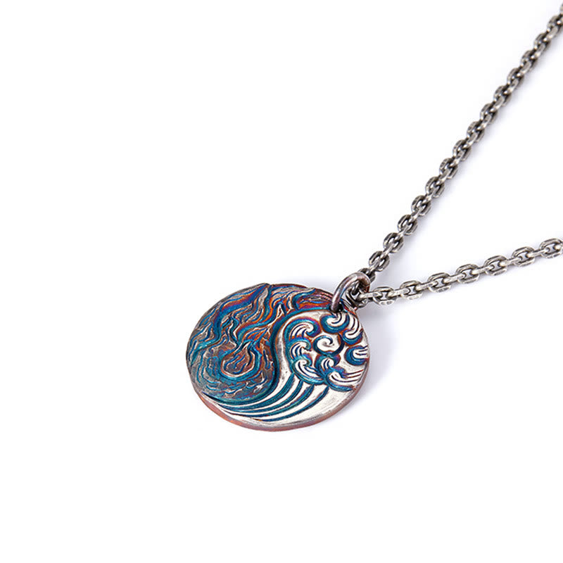 Collana con ciondolo in argento sterling 990 con Buddha Stones, equilibrio tra acqua e fuoco, Yin Yang - image 6