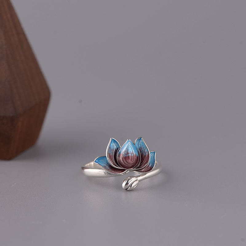 Anello regolabile Buddha Stones 925 Sterling Silver Lotus Flower New Beginning - image 4
