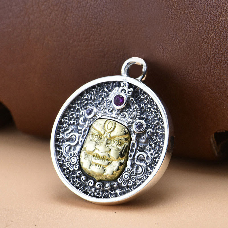 Buddha Stones 925 Sterling Silver Zakiram Dea della Ricchezza Dorje Vajra Collana Pendente Spirituale - Solo ciondolo (19*23 mm) - image 1