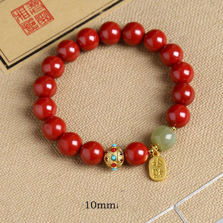 Braccialetto con ciondolo di protezione della fortuna in avventurina verde cinabro Buddha Stones