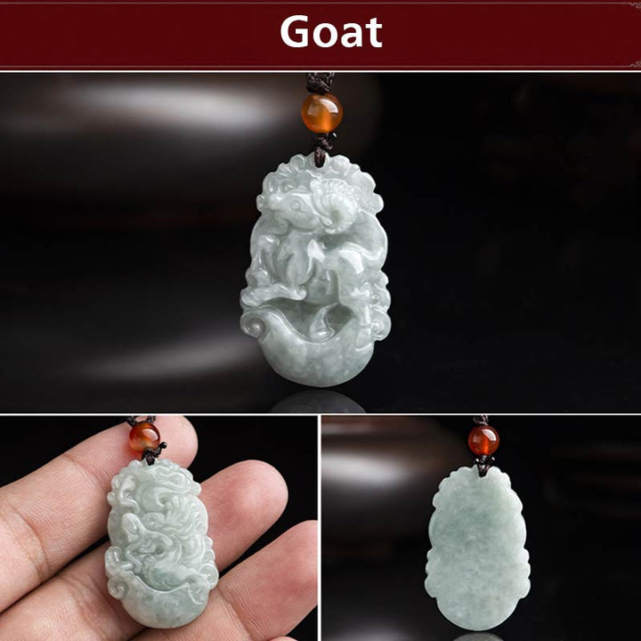 Collana con ciondolo di successo con 12 simboli dello zodiaco cinese in giada naturale Buddha Stones - image 14
