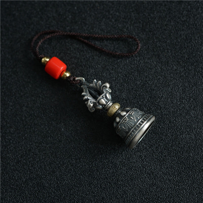 Buddha Stones Tibet 925 Sterling Silver Om Mani Padme Hum Dorje Campana Vajra Inciso Illuminazione Ciondolo Appeso Decorazione - Decorazione da appendere a forma di campana Dorje (14*32 mm) - image 8
