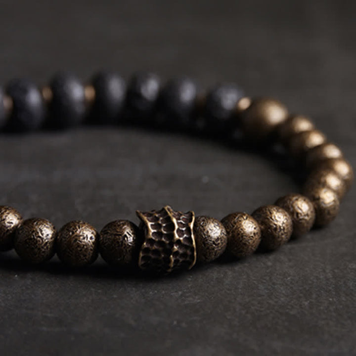 Bracciale rigido con polsino in pietra lavica e rame Balance