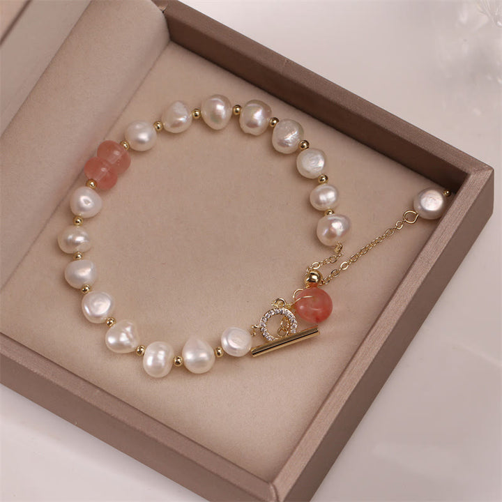 Braccialetto a catena curativo con perle di quarzo fragola verde Buddha Stones