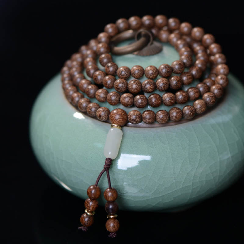 Braccialetto Buddha Stones 108 Mala Beads Palissandro Giada Calma