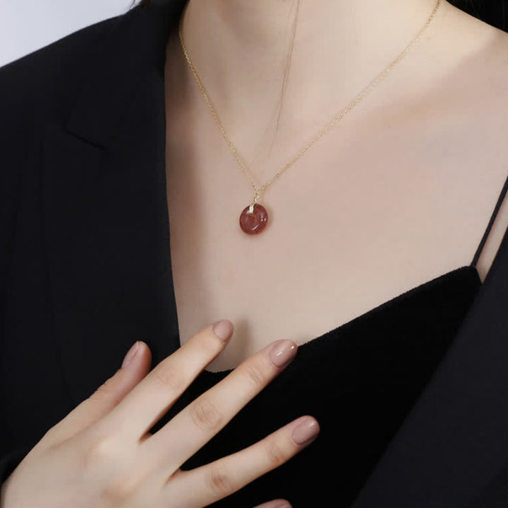 Collana positiva di guarigione al quarzo fragola in argento sterling 925 Buddha Stones - image 5