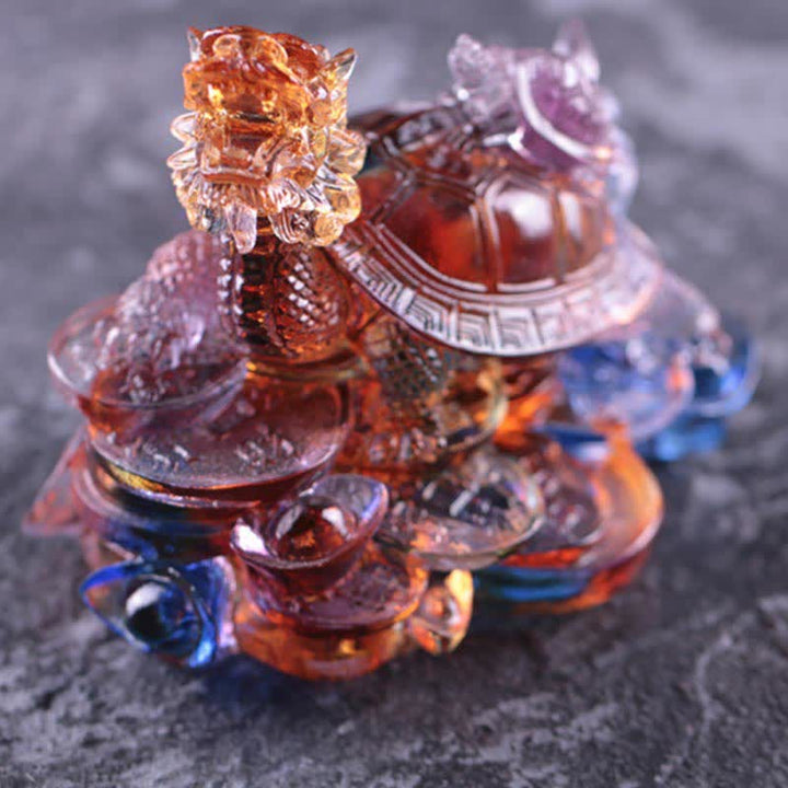 Buddha Stones Feng Shui Drago Tartaruga Monete Fatto a Mano Cristallo Liuli Fortuna Pezzo d'Arte Decorazione per Casa Ufficio - image 10