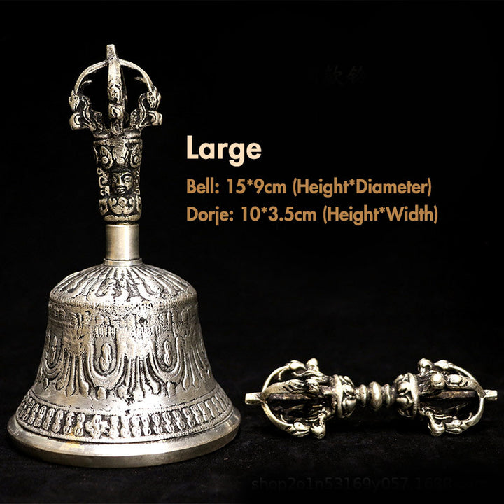 Set di campane per meditazione tibetane Buddha Stones e decorazioni in rame Vajra Dorje - Argento - Grande - image 6