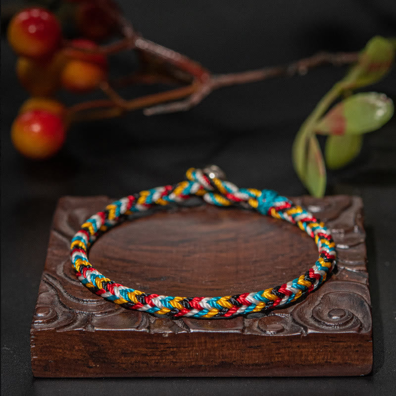 Braccialetto di corda intrecciata con protezione in filo di cinque colori fatto a mano in Tibet Buddha Stones - 19 centimetri - image 1