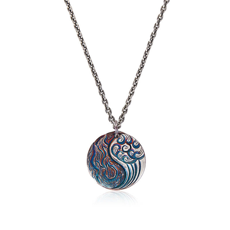 Collana con ciondolo in argento sterling 990 con Buddha Stones, equilibrio tra acqua e fuoco, Yin Yang - image 3