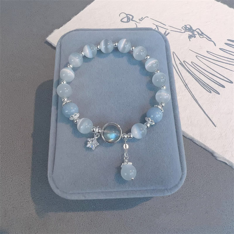 Braccialetto di supporto con ciondolo a forma di stella a forma di farfalla, pietra di luna e occhio di gatto Buddha Stones - image 10