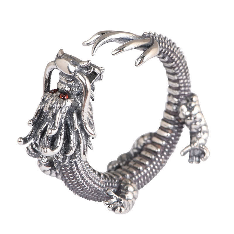 Anello di protezione della fortuna del drago in argento sterling 925 Buddha Stones - image 12