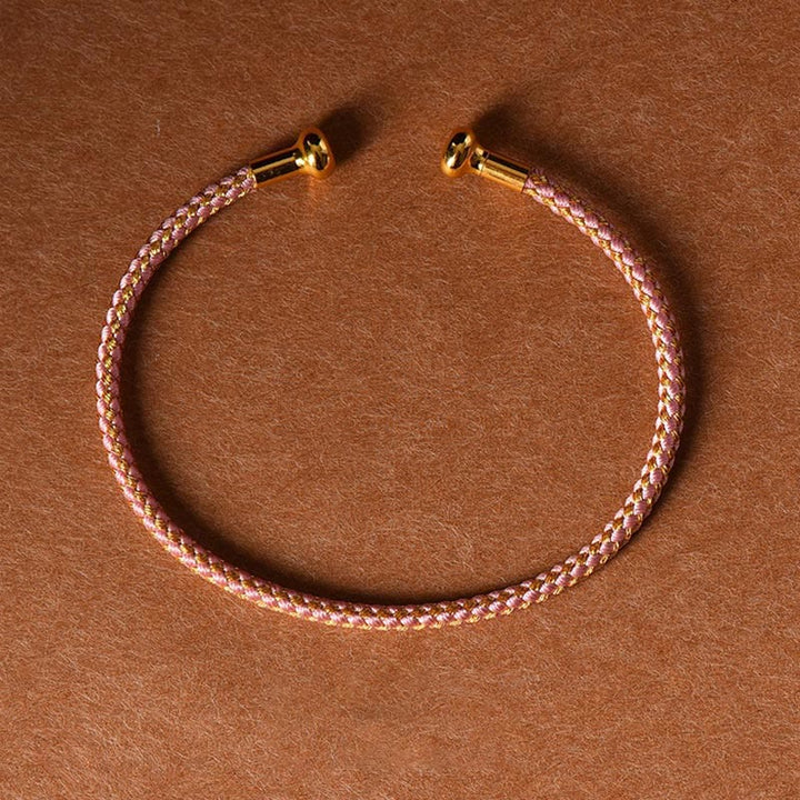 Braccialetto con polsino in corda intrecciata con design semplice fatto a mano Buddha Stones - Rosa chiaro - image 16