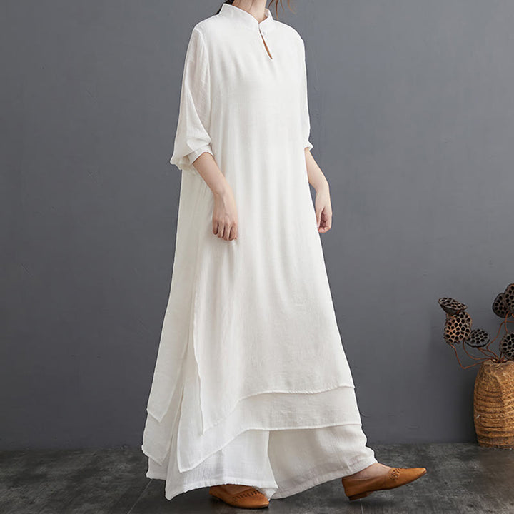 Set di abbigliamento da donna Buddha Stones dal motivo semplice per meditazione, preghiera, pratica spirituale Zen e yoga. - Completo bianco (maglia e pantaloni) - US12, UK/AU16, EU44 (2XL) - image 18