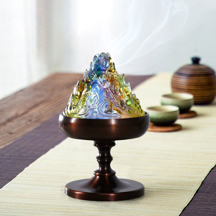 Bruciatore di incenso per meditazione curativa Liuli Crystal Mountain