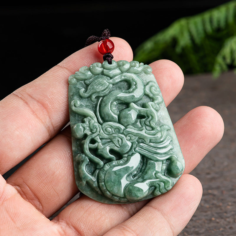 Collana con ciondolo a corda con forza di Buddha Stones Zodiaco cinese Drago Giada - image 5