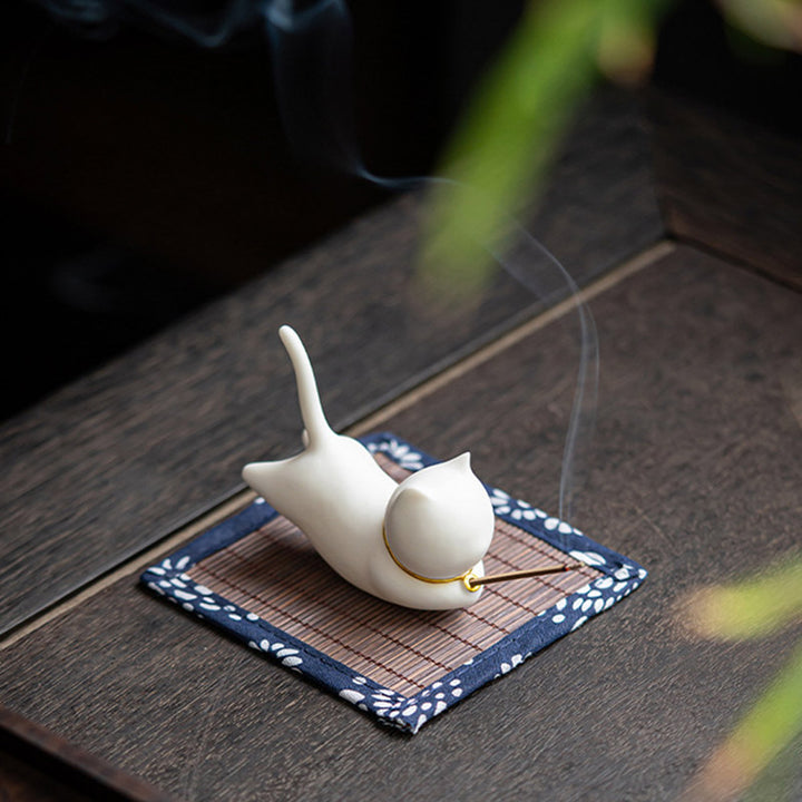 Decorazione per bruciatore di incenso in ceramica con gatto e panda, per benedizione - image 5