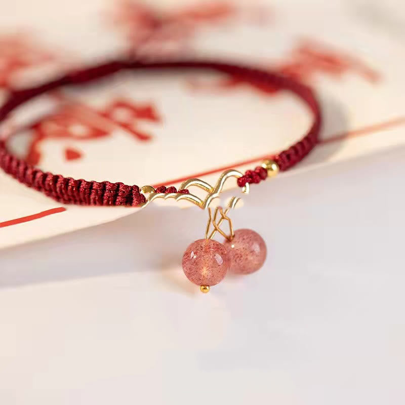 Braccialetto positivo con perline fantasma verde ametista e quarzo fragola naturale Buddha Stones