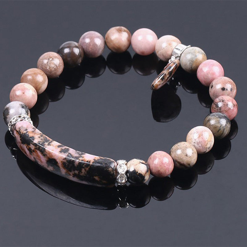 Braccialetto di perline curative con cuore d'amore e rodonite Buddha Stones