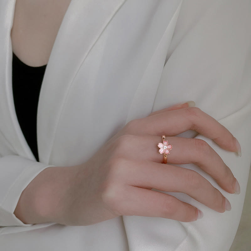 Bracciale a catena con benedizione in fiore di ciliegio in argento sterling 925 Buddha Stones, anello girevole - image 18