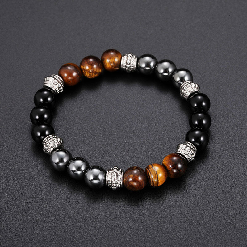 Braccialetto portafortuna e curativo con occhio di tigre e ematite Buddha Stones - image 4