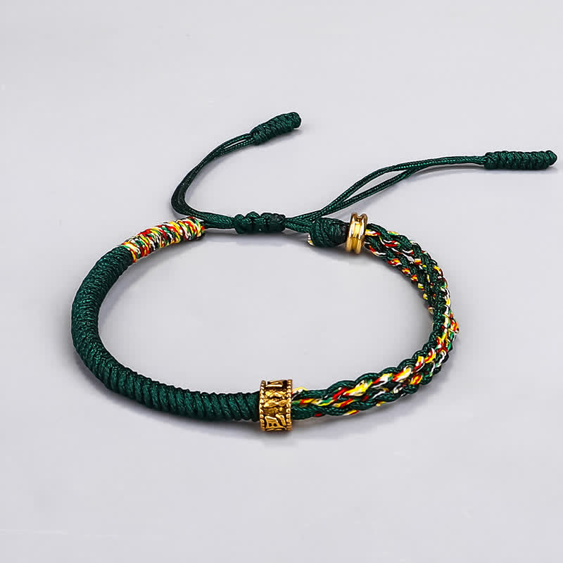 Braccialetto di corda di protezione e fortuna Buddha Stones Om Mani Padme Hum