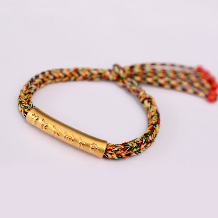 Braccialetto di corda di protezione e forza Om Mani Padme Hum in argento sterling 999 Buddha Stones - Argento Sterling 999 placcato oro - Colorato (misura del braccialetto 16+4,5 cm) - image 21