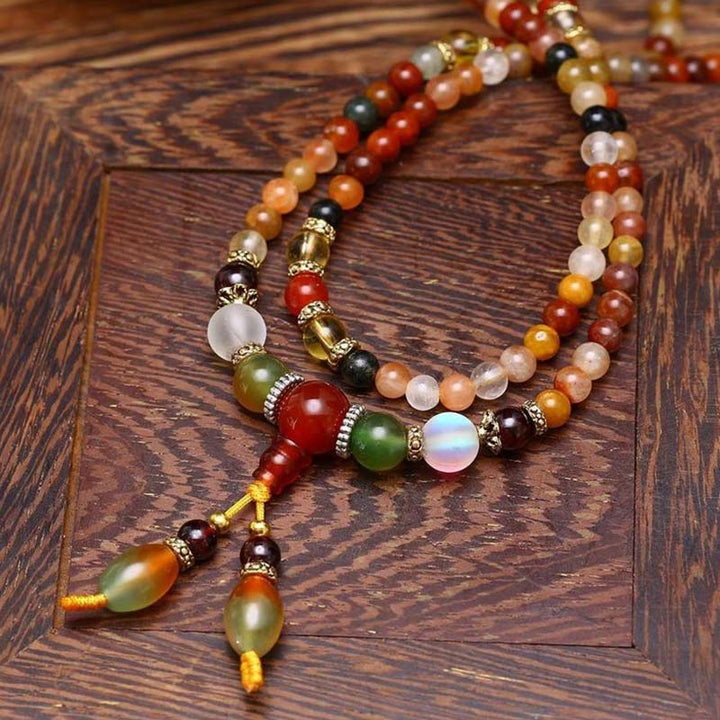 Bracciale Mala di guarigione al quarzo 108 Buddha Stones