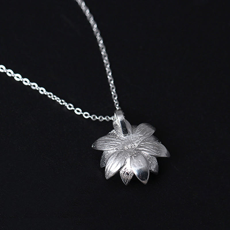 Collana con ciondolo a forma di fiore di loto in argento sterling 925, lapislazzuli e Buddha Stones, per la cura di sé - image 6