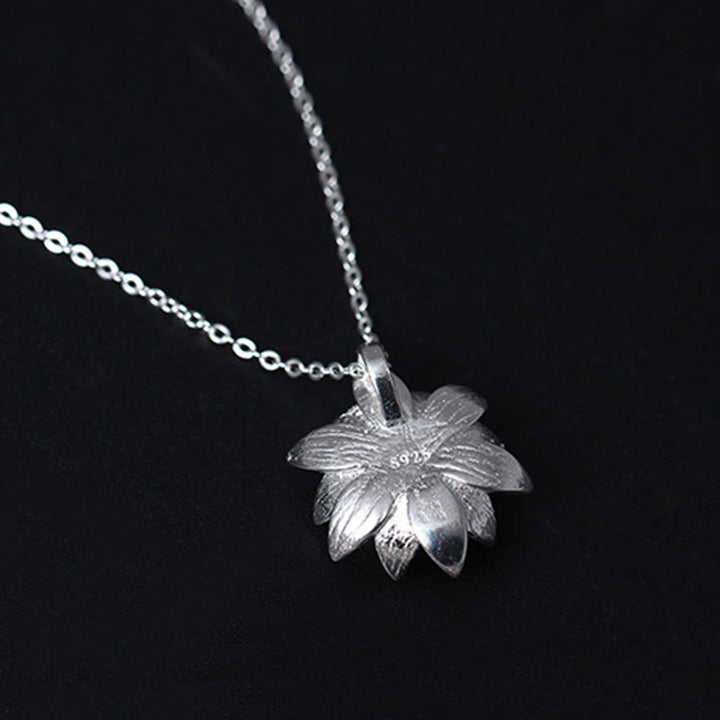 Collana con ciondolo a forma di fiore di loto in argento sterling 925, lapislazzuli e Buddha Stones, per la cura di sé - image 6