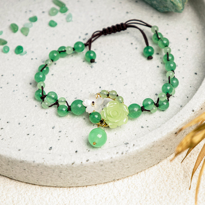 Buddha Stones Successo finanziario Giada intrecciata Prosperità Abbondanza Cavigliera
