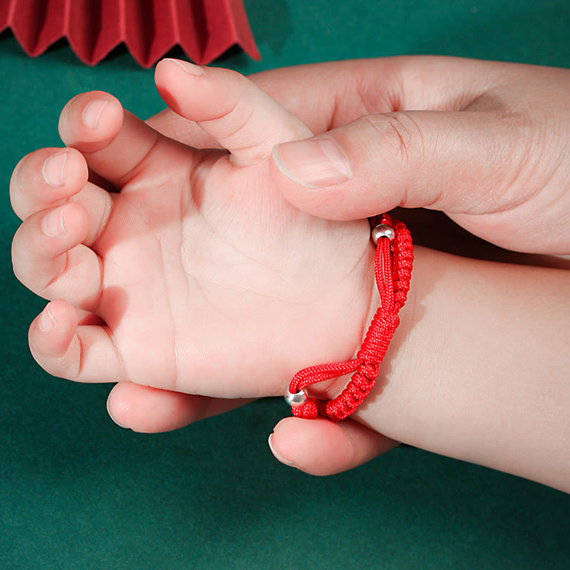 Braccialetto per bambini fatto a mano in corda rossa con Buddha Stones, in argento sterling 999, con zodiaco cinese - image 16
